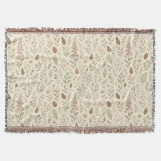 Herfst Woodland Botanical Pattern | Herfstdromen Deken (Voorkant)