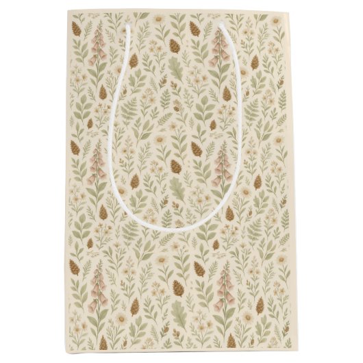 Herfst Woodland Botanical Pattern | Herfstdromen Medium Cadeauzakje (Voorkant)