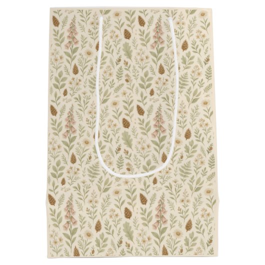 Herfst Woodland Botanical Pattern | Herfstdromen Medium Cadeauzakje (Achterkant)