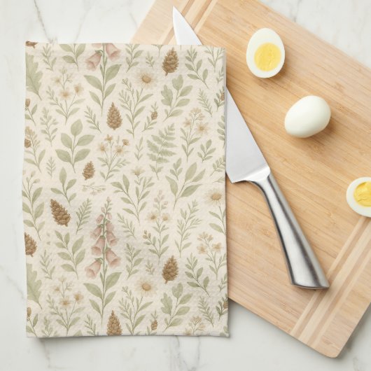 Herfst Woodland Botanical Pattern | Herfstdromen Theedoek (Quarter Fold)