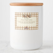 Herfst Woodland Botanicals Brown Gingham Voedselcontainer Etiket (Voorkant)