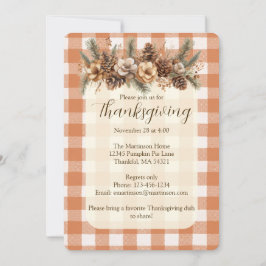Herfst Woodland Botanicals Gingham Thanksgiving Kaart