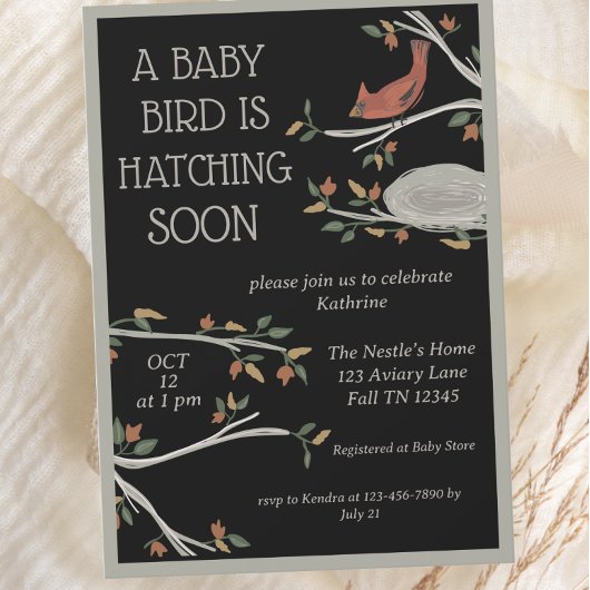 Herfst Woodland Cardinal Nest Baby shower Kaart