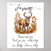 Herfst Woodland Deer Animal Forest Waterverf Favor Poster (Voorkant)