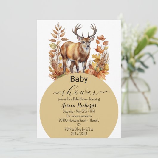 Herfst Woodland Deer Animal Forest Waterverf Kaart (Staand voorkant)