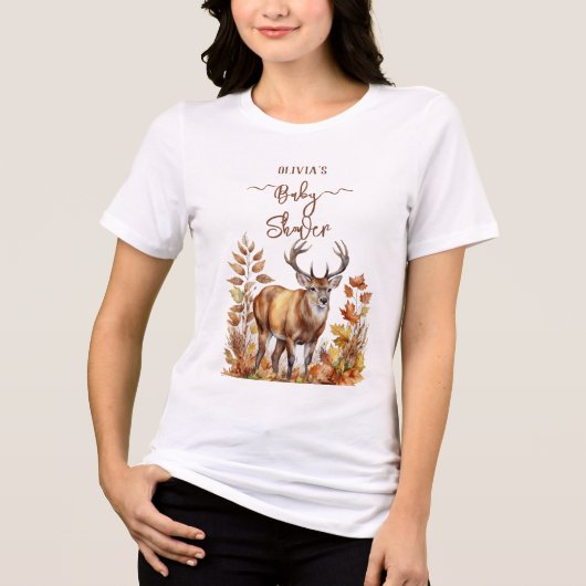 Herfst Woodland Deer Baby shower Ballon Tri-Blend Shirt (Voorkant)