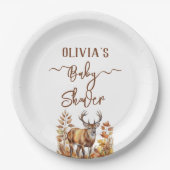 Herfst Woodland Deer Baby shower Papieren Bordje (Voorkant)