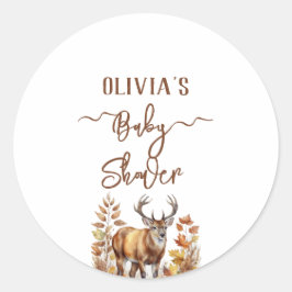 Herfst Woodland Deer Baby shower Ronde Sticker