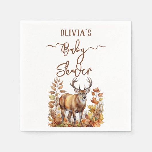 Herfst Woodland Deer Baby shower Servet (Voorkant)