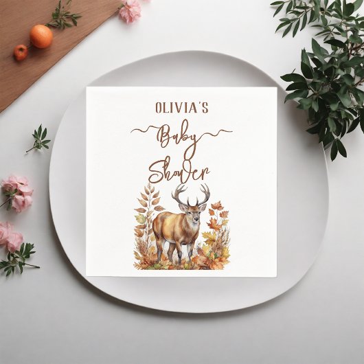 Herfst Woodland Deer Baby shower Servet
