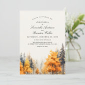 Herfst Woodland, dennenbomen Foto bruiloft uitnodi Save The Date (Staand voorkant)