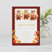 Herfst Woodland Eekhoorn Eerste Verjaardag Kaart (Staand voorkant)