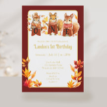 Herfst Woodland Eekhoorn Eerste Verjaardag