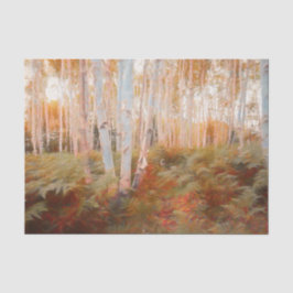 Herfst Woodland Fern Forest Birch Trees Art Tissuepapier