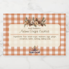 Herfst Woodland Greenery Gingham Voedselcontainer Etiket