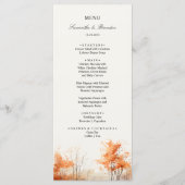 Herfst Woodland, Herfst Bos Trouwdiner Menu (Voorkant)