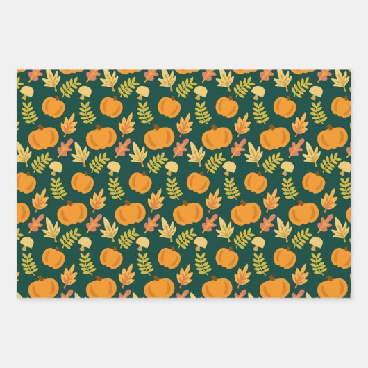 Herfst Woodland herfst vos uil pompoen Inpakpapier Vel (Voorkant 3)