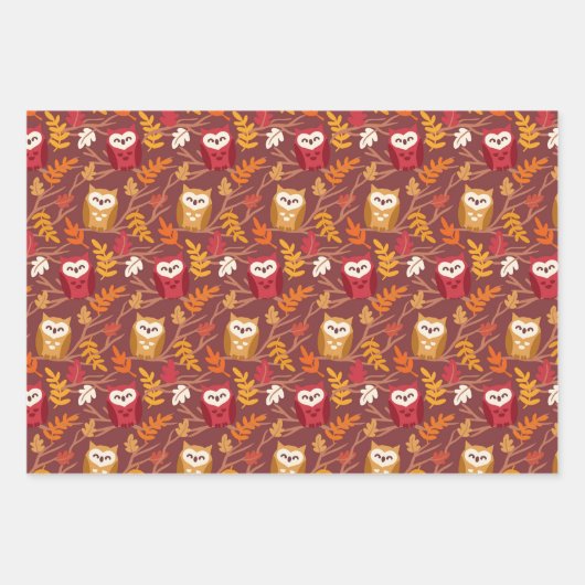 Herfst Woodland herfst vos uil pompoen Inpakpapier Vel (Voorkant 2)