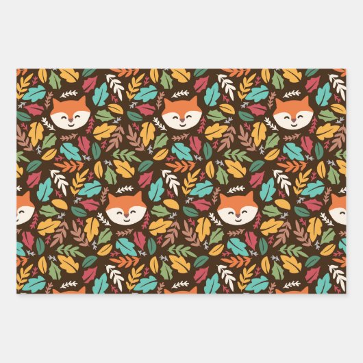 Herfst Woodland herfst vos uil pompoen Inpakpapier Vel (Voorkant)