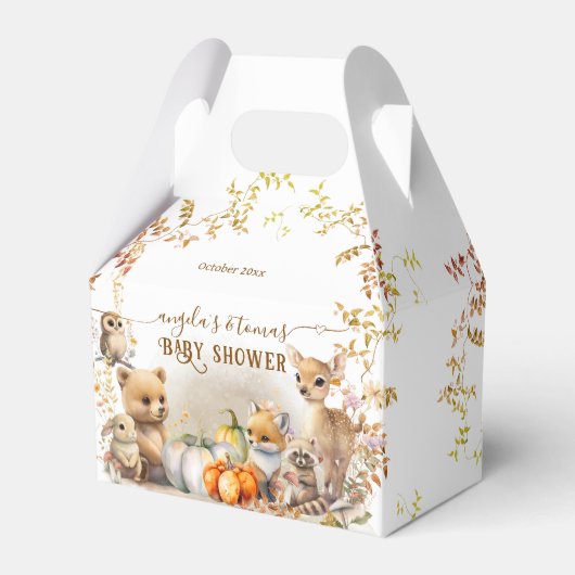 Herfst Woodland Little Pumpkin Baby shower Bedankdoosjes (Voorkant Zijde)