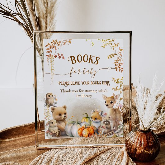 Herfst Woodland Little Pumpkin Baby shower boek Poster