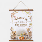 Herfst Woodland Little Pumpkin Baby shower Hangend Wandkleed (Voorkant)