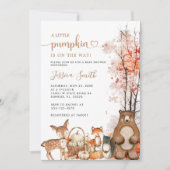 Herfst Woodland Little Pumpkin Baby shower Invitat Kaart (Voorkant)