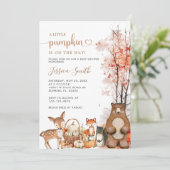 Herfst Woodland Little Pumpkin Baby shower Invitat Kaart (Staand voorkant)