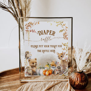 Herfst Woodland Little Pumpkin Baby shower luier Poster