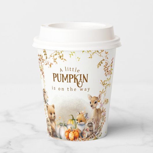 Herfst Woodland Little Pumpkin Baby shower Papieren Bekers (Achterkant)