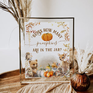 Herfst Woodland Little Pumpkin Baby shower spel Poster