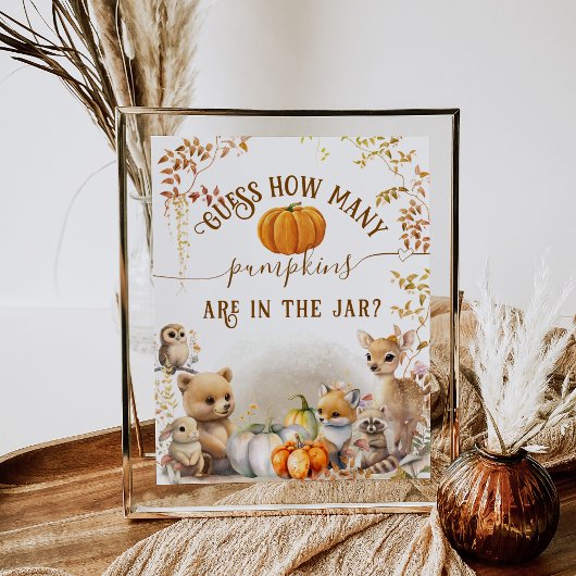 Herfst Woodland Little Pumpkin Baby shower spel Poster