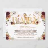 Herfst Woodland Oranje Burgundy Floral Baby shower Kaart (Voorkant)