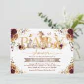 Herfst Woodland Oranje Burgundy Floral Baby shower Kaart (Staand voorkant)