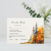 Herfst Woodland, Pine Trees RSVP-kaart RSVP Kaartje (Staand voorkant)