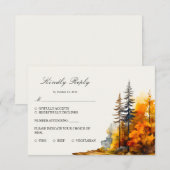 Herfst Woodland, Pine Trees RSVP-kaart RSVP Kaartje (Voorkant / Achterkant)