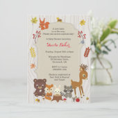 Herfst Woodland thema Baby shower Uitnodiging (Staand voorkant)