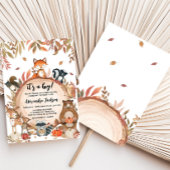 Herfst Woodland Wood Slice Baby shower Kaart