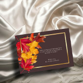 Herfst Woody Brown & Elegant Golden Lijst Wedding Bedankkaart