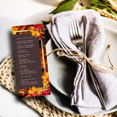 Herfst Woody Brown & Elegant Golden lijst Wedding Programmakaart