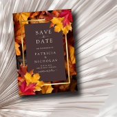 Herfst Woody Brown & Elegant Golden Lijst Wedding Save The Date
