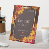 Herfst Woody Brown & Elegante Gouden Dessert Bar Reclamebord Met Voetstuk
