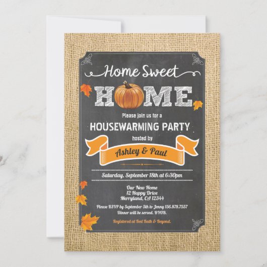 Herfst woonpartij roestvrij herfstpompoen kaart (Voorkant)