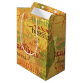 Herfst woorden en bladeren medium cadeauzakje (Achterkant Gekanteld)
