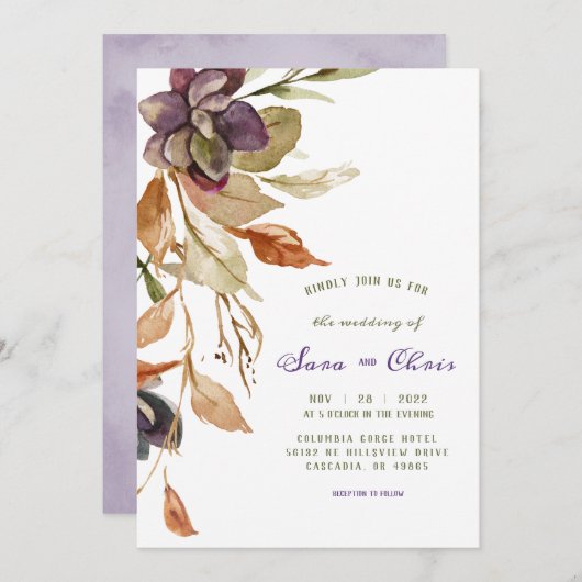 Herfst wordt geolieerd en Succulent | PAARSE WATER Kaart (Voorkant / Achterkant)