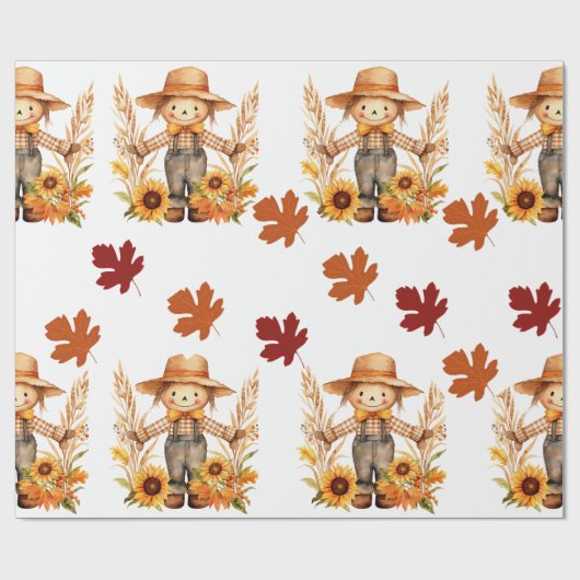 Herfst Wrapping Papier, Herfst vogelverschrikker e Cadeaupapier (Vlak)