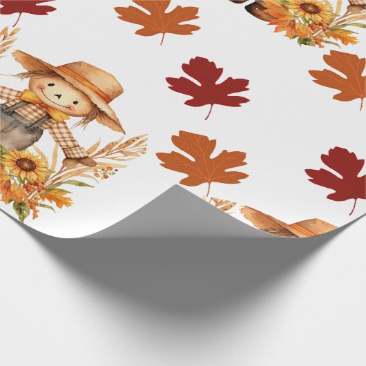 Herfst Wrapping Papier, Herfst vogelverschrikker e Cadeaupapier (Hoek)