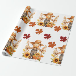 Herfst Wrapping Papier, Herfst vogelverschrikker e Cadeaupapier