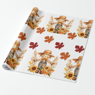 Herfst Wrapping Papier, Herfst vogelverschrikker e Cadeaupapier