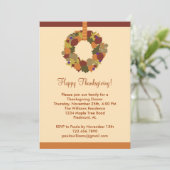 Herfst Wreate Thanksgiving Dinner Invitation Kaart (Staand voorkant)
